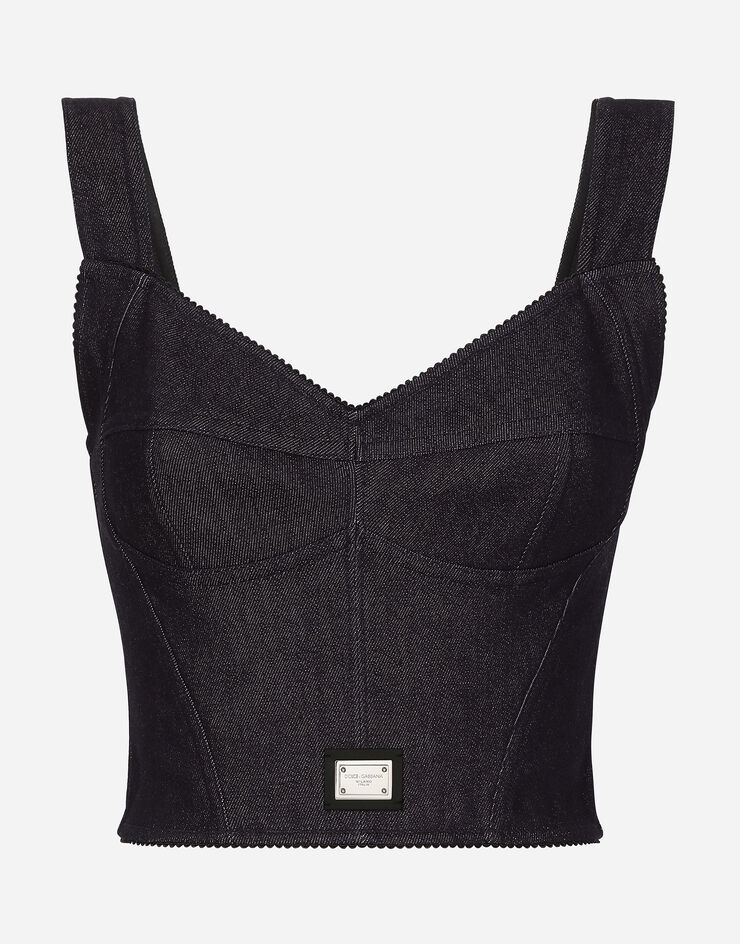 Dolce & Gabbana Top corset en denim de coton Multicolore F7W98DG8LT2