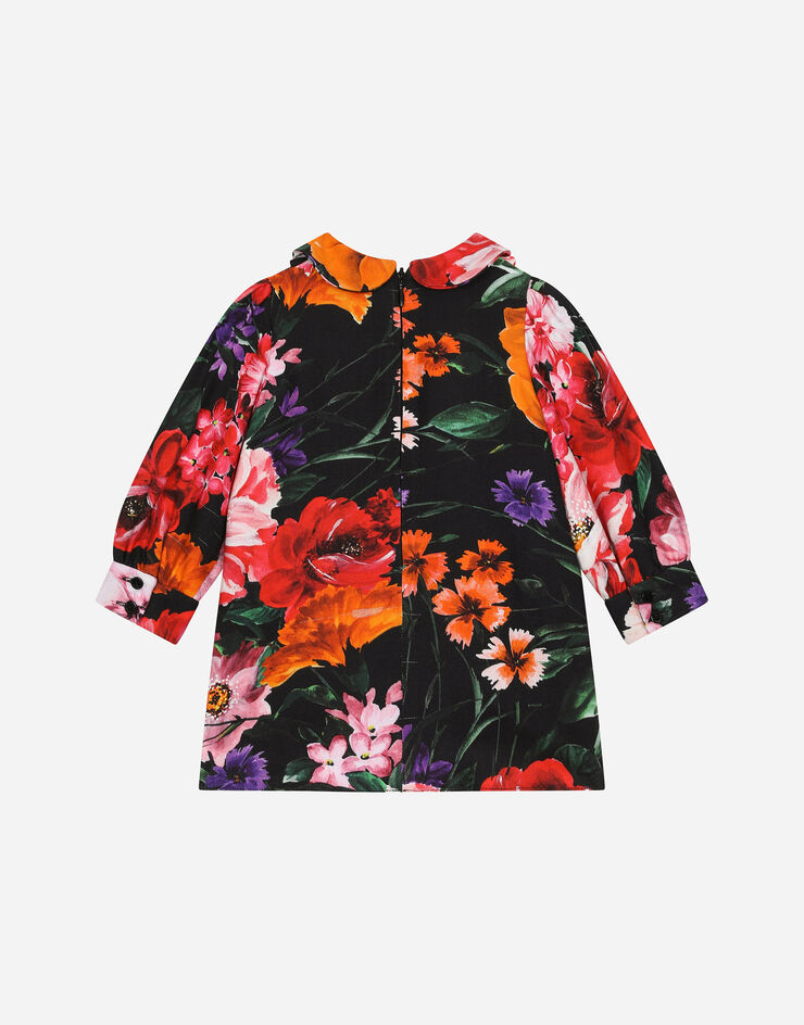 Dolce & Gabbana Robe en viyella avec un imprimé fleurs sur une base noire Imprimé L23DX9G7N4J