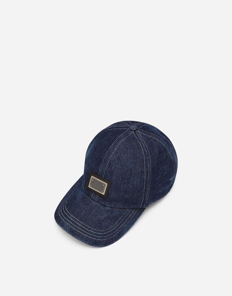 Dolce & Gabbana Gorra de béisbol de denim con placa con logotipo Multicolor GH764AG8LS5