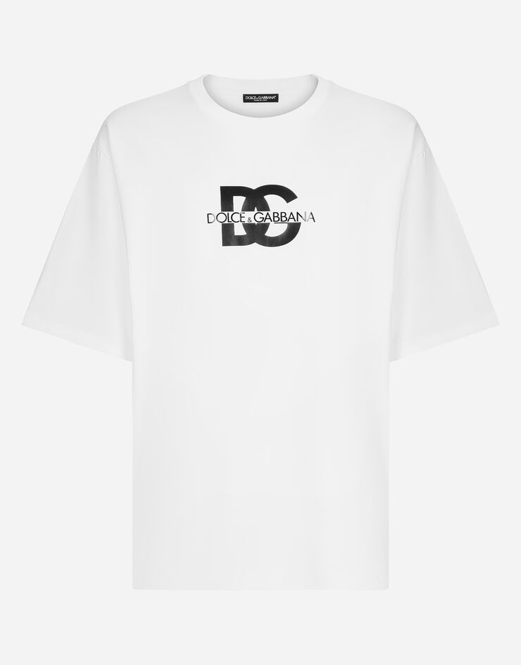 Short-sleeved T-shirt with DG logo print in White for Men | Dolce&Gabbana®