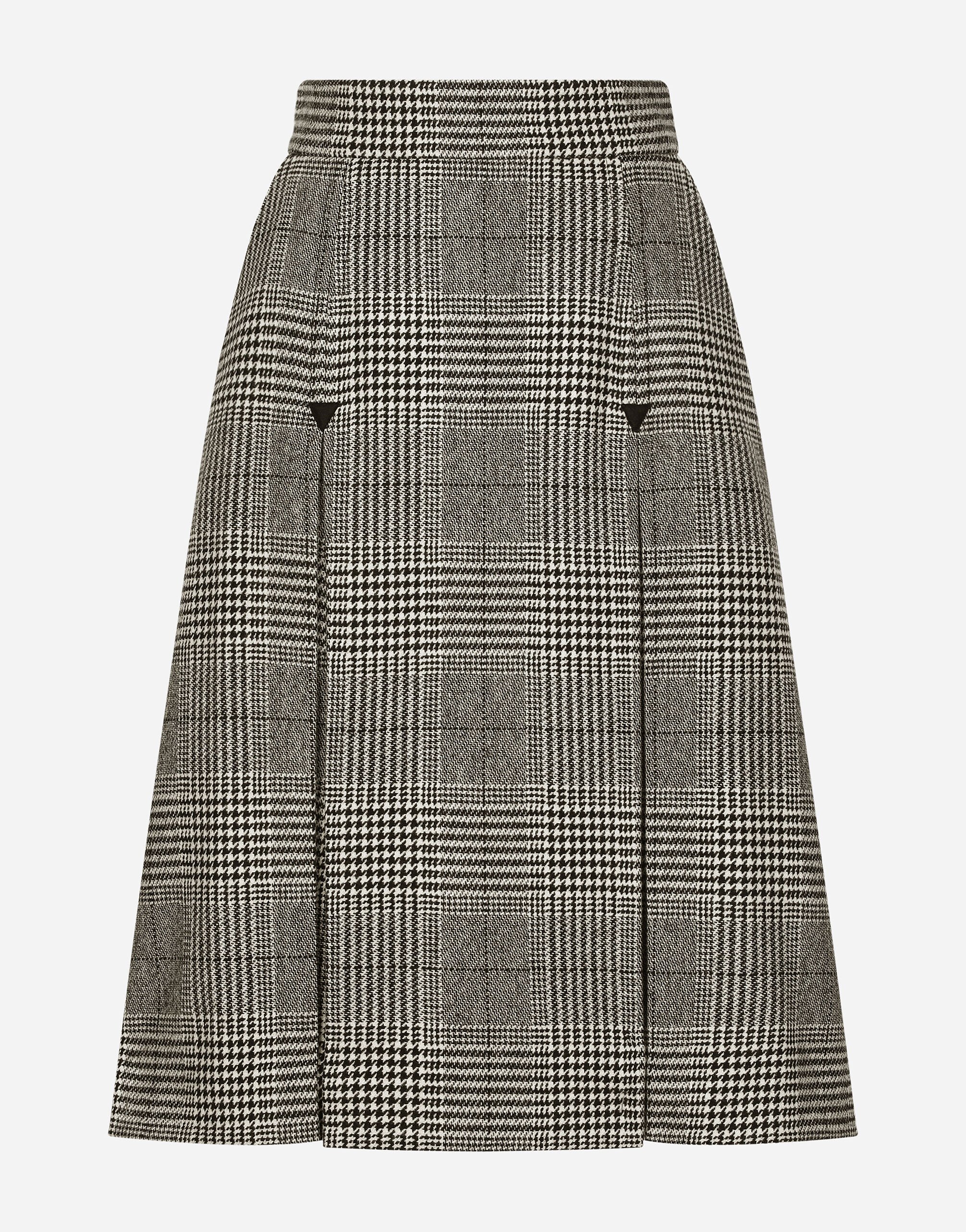 ${brand} Glen plaid calf-length A-line skirt with pleats ${colorDescription} ${masterID}