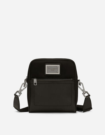 ${brand} Grainy calfskin and nylon crossbody bag ${colorDescription} ${masterID}