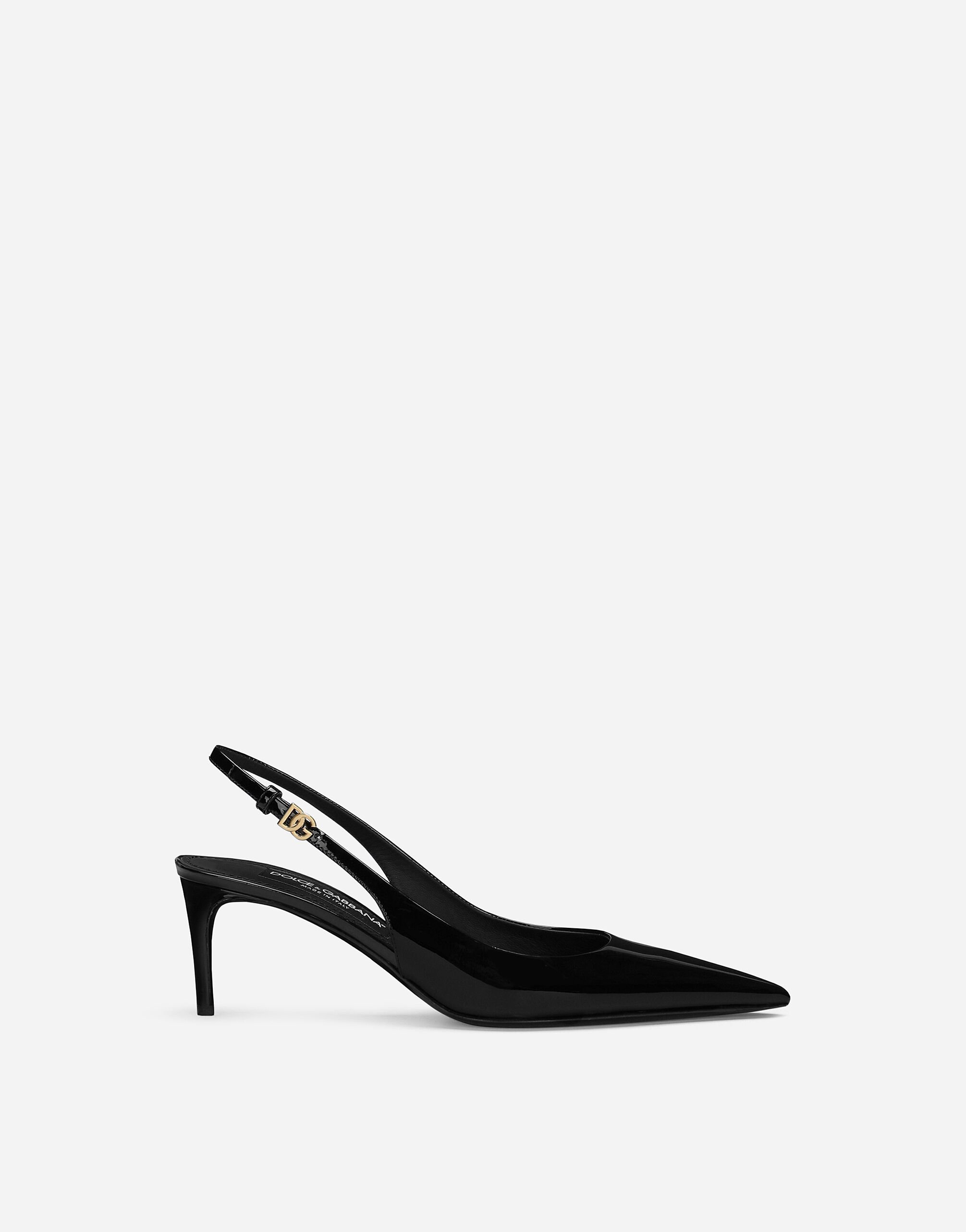 Dolce & Gabbana حذاء بكعب مكشوف ومصنوع من جلد لامع أسود F290XTFU28D
