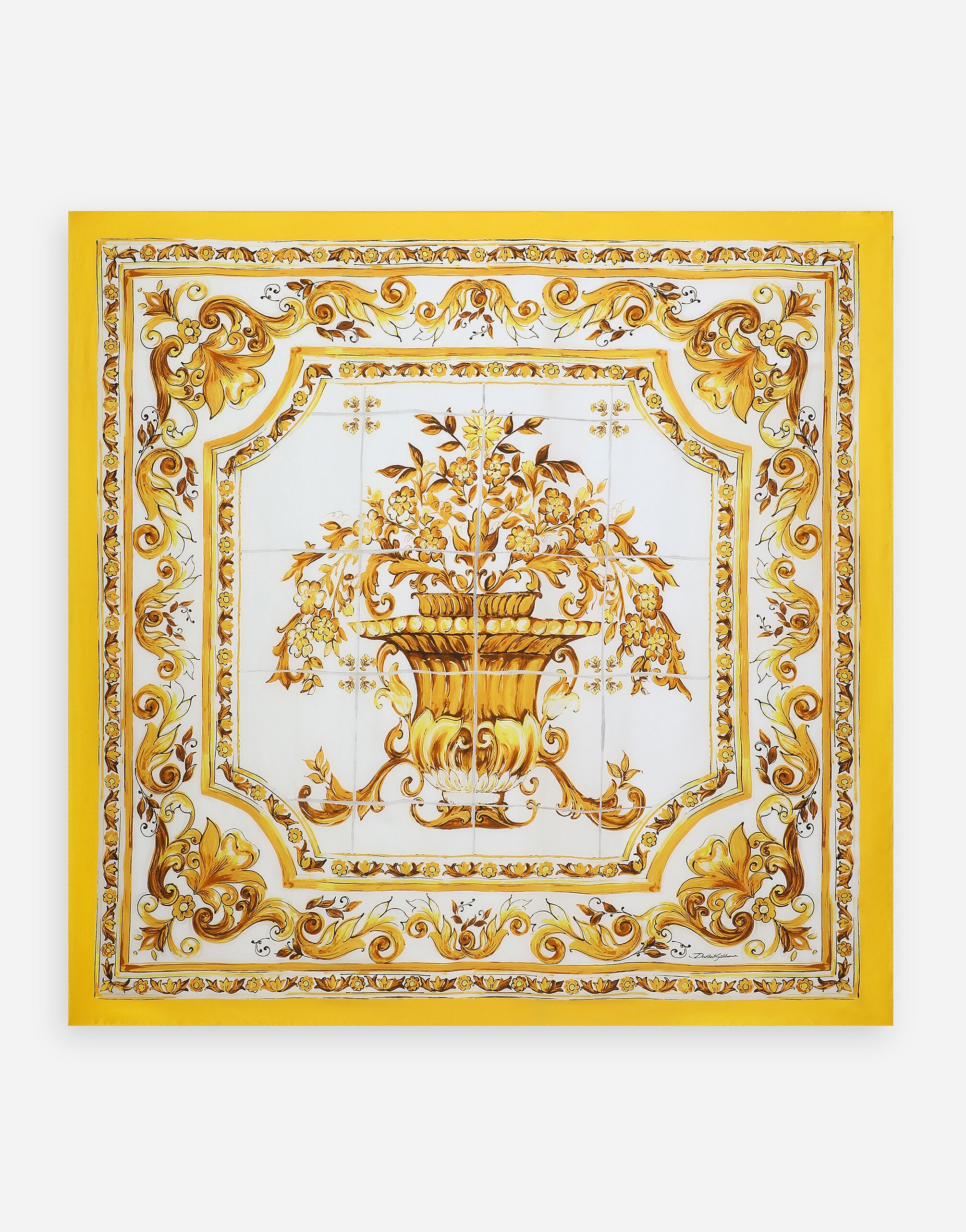 Dolce & Gabbana マヨリカプリント シルクツイル ラージスカーフ (140x140) プリ FS215AGDAOY