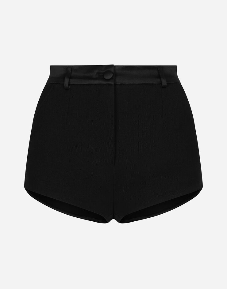 Dolce & Gabbana Culotte tipo esmoquin de lana elástica Negro FTC80TFUBGE