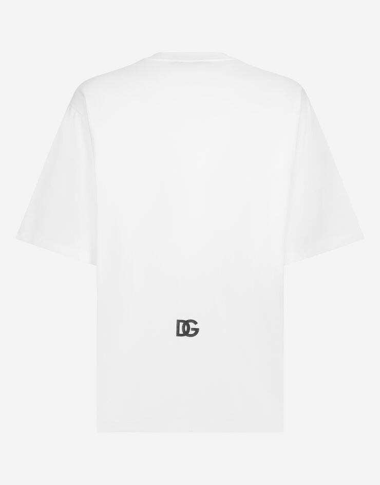 Dolce & Gabbana Camiseta de manga corta con logotipo DG estampado Blanco G8PN9TG7M1C