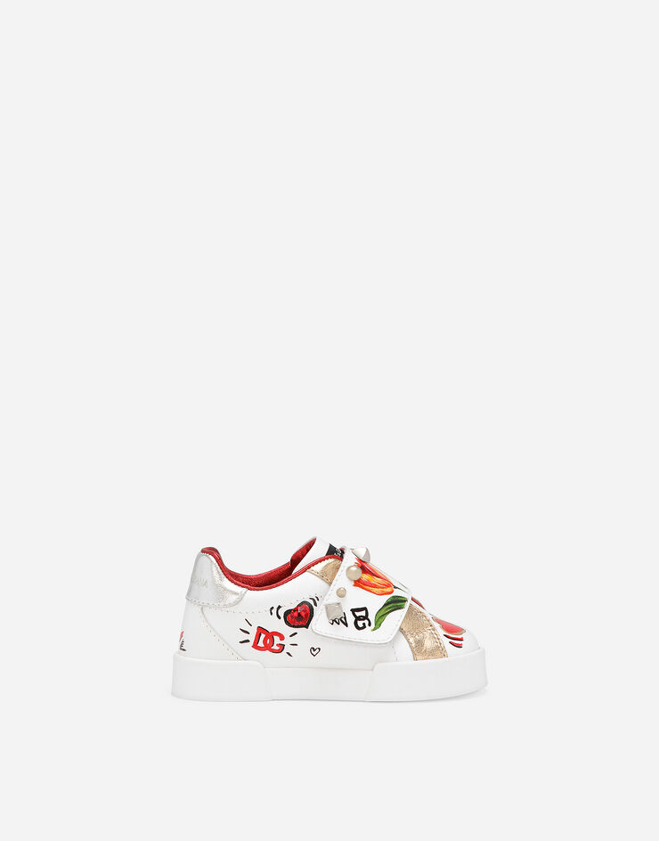 Dolce & Gabbana Sneakers basses en cuir de veau imprimé Multicolore DN0143AV686