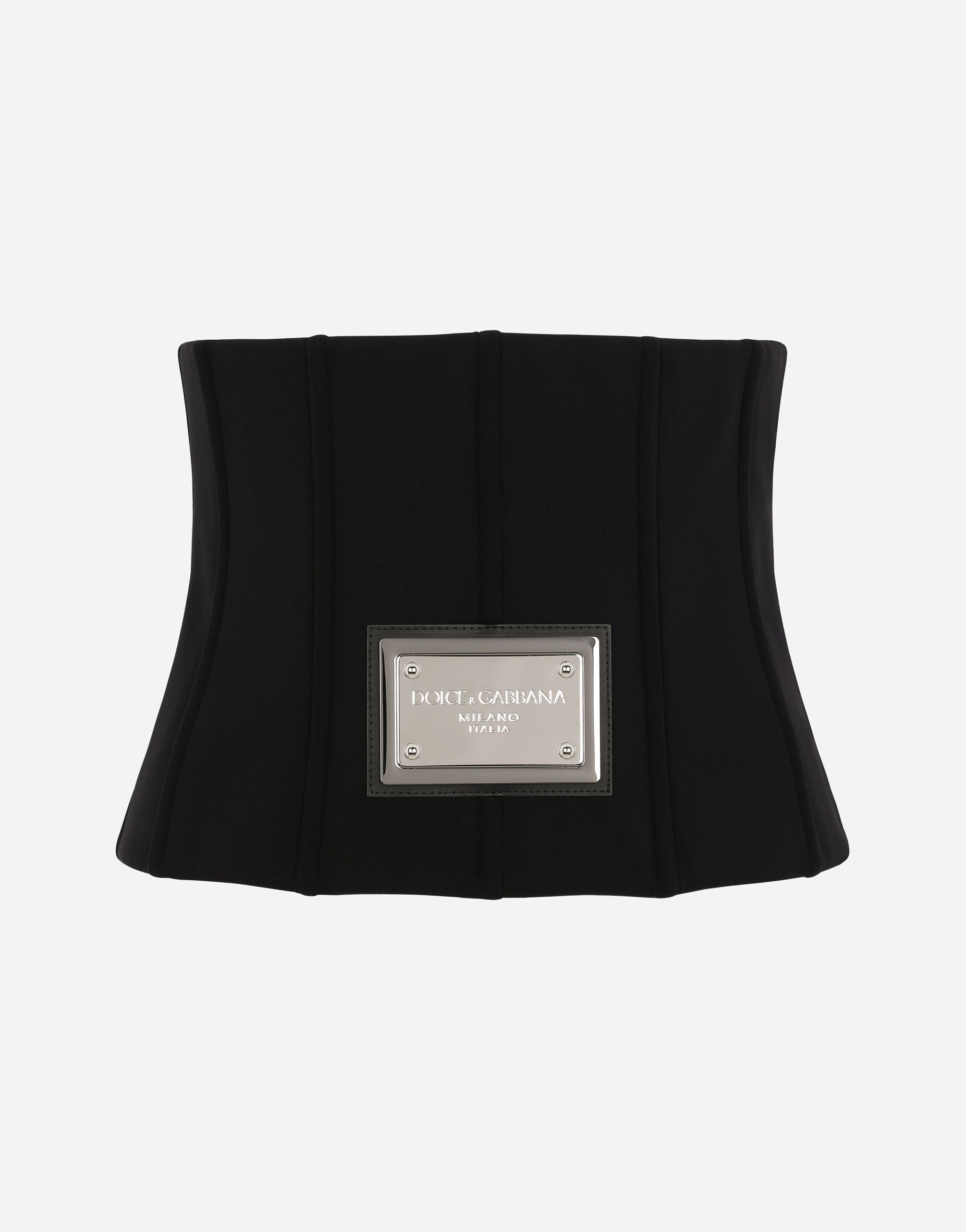Dolce & Gabbana Cinturón tipo corsé de punto técnico con placa DG Negro BI1261AW576