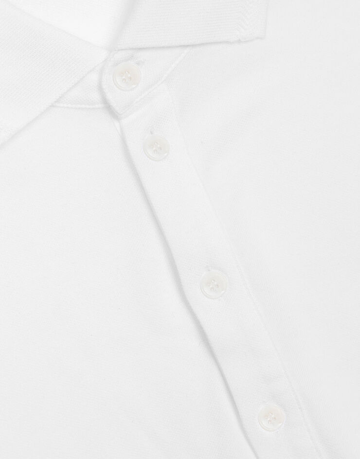Cotton piqué polo-shirt with embroidery in White for Men | Dolce&Gabbana®