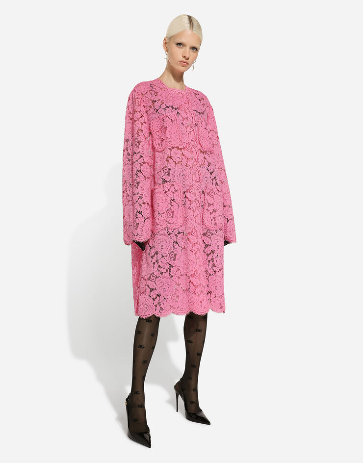 Dolce & Gabbana Пальто из цветочного кордового кружева с логотипами розовый F0C3STHLM7L