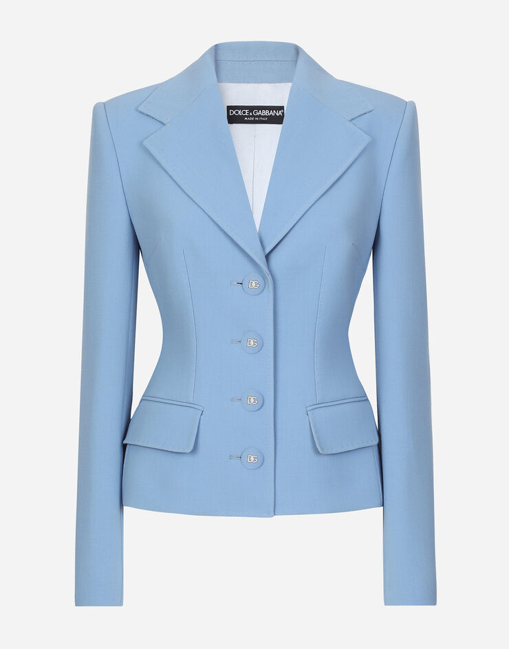 Dolce & Gabbana Single-breasted wool crêpe Dolce jacket Azure F27ADTFU2L8