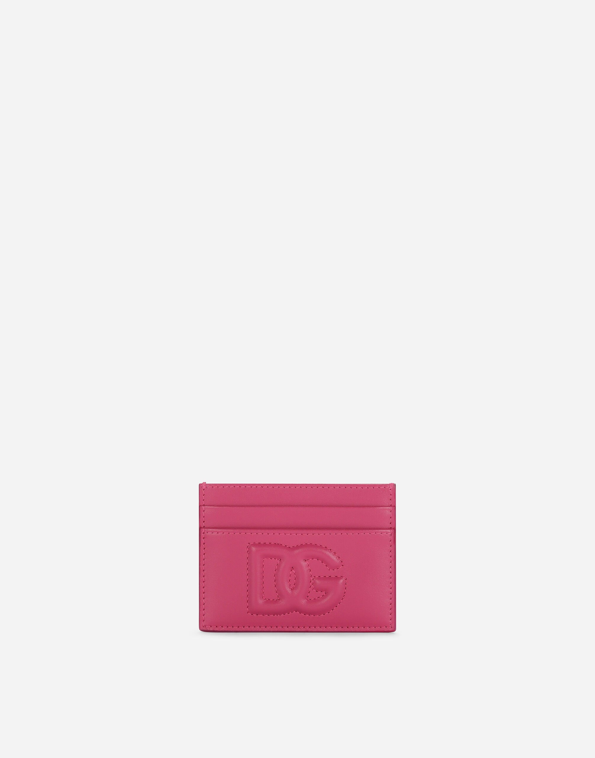 Dolce & Gabbana Calfskin card holder with DG Logo Fuchsia BI1265A1001