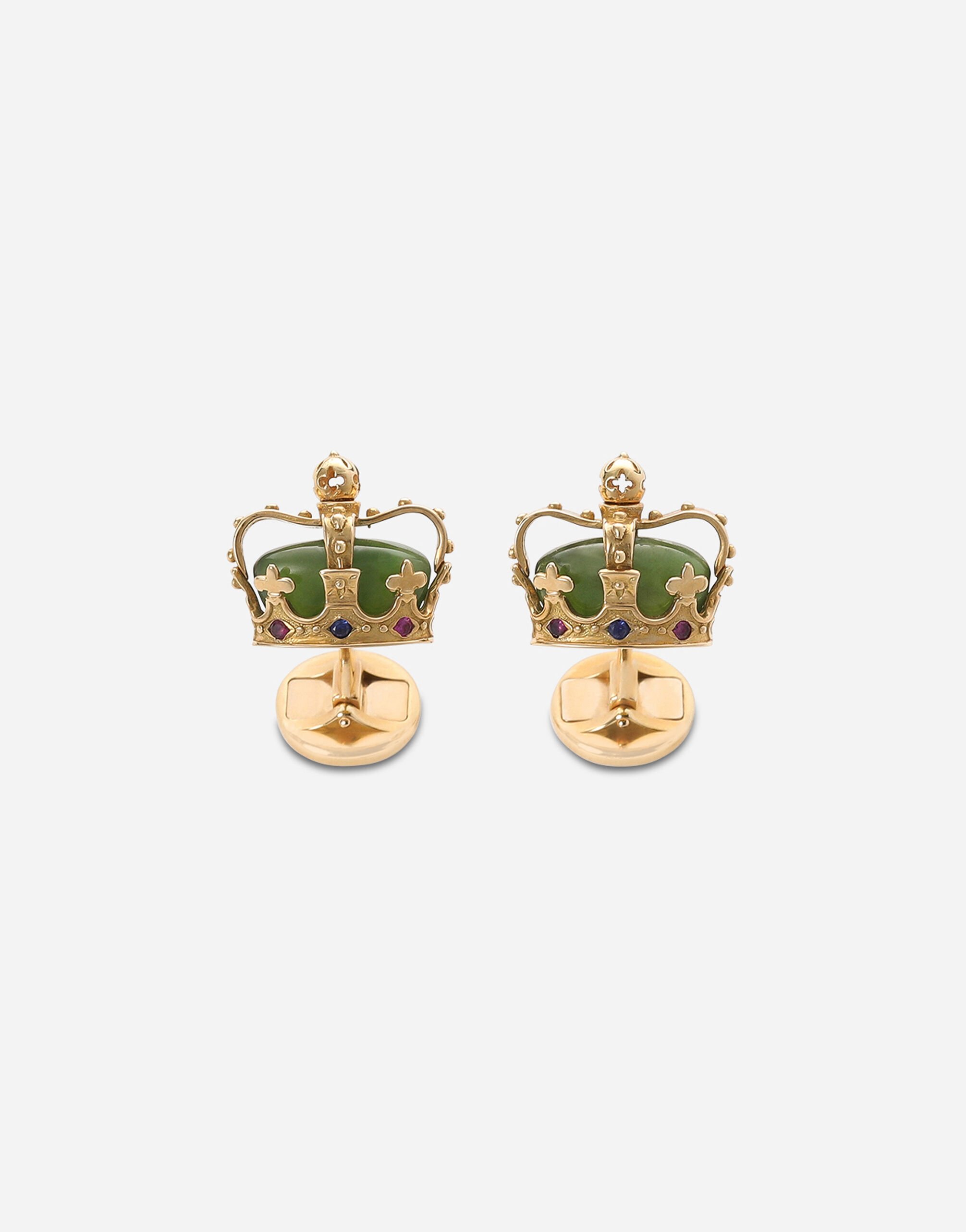 ${brand} Crown yellow gold cufflinks with green jades ${colorDescription} ${masterID}
