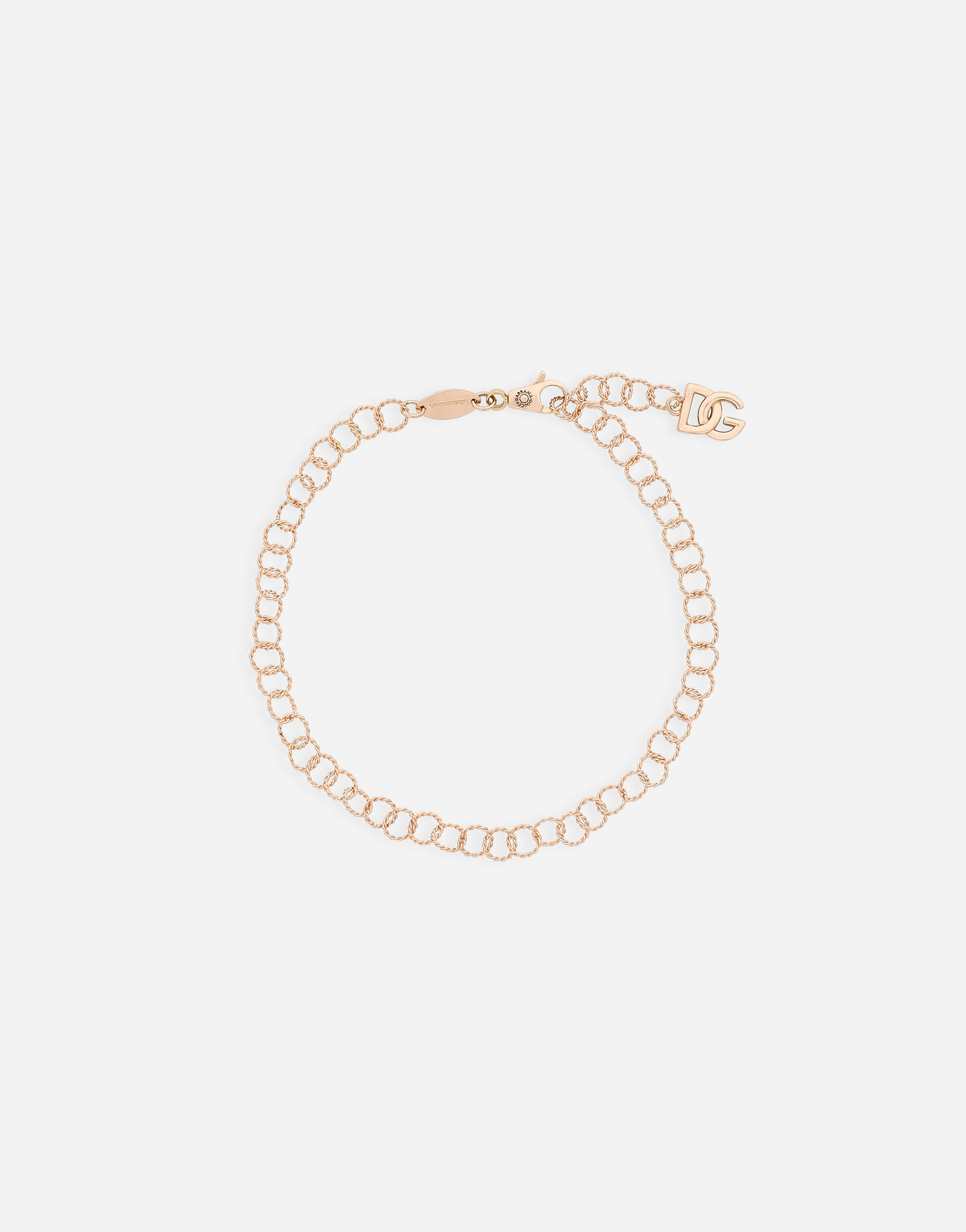${brand} Twisted wire chain bracelet in red gold 18Kt ${colorDescription} ${masterID}