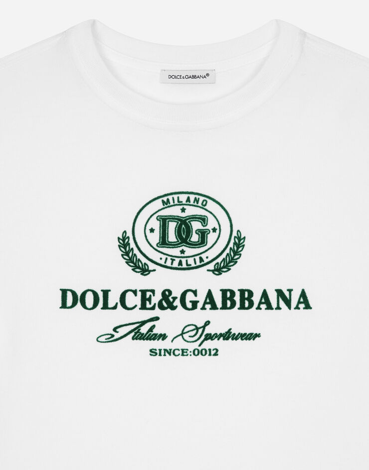 Dolce & Gabbana T-shirt in jersey con logo Dolce&Gabbana Bianco L4JTHVG7NVW