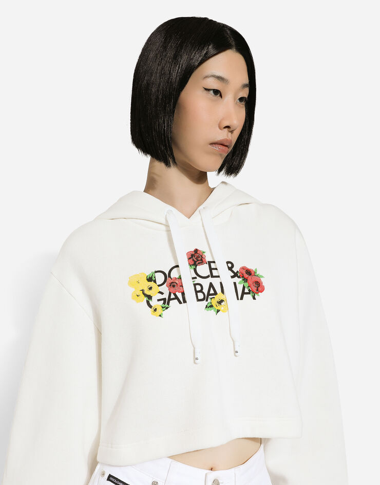 Dolce & Gabbana Cropped sweatshirt with flower print белый F9R58ZGDCBG
