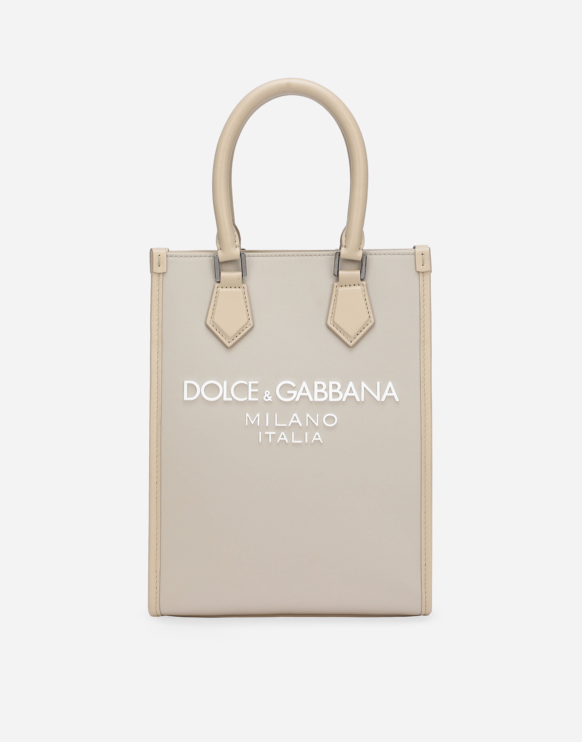 Dolce & Gabbana حقيبة نايلون صغيرة بشعار مطاطي أبيض VG4444VP287