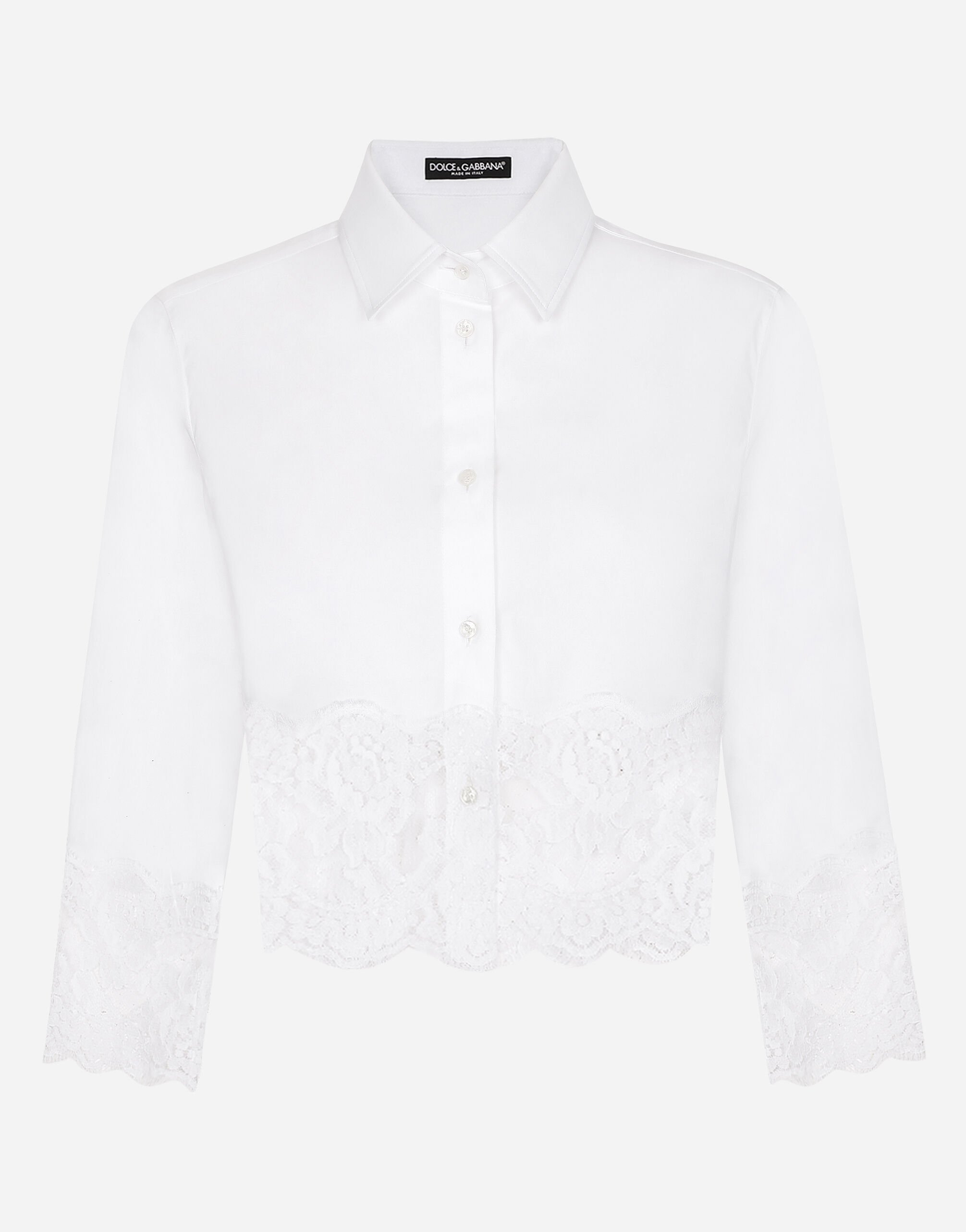 ${brand} Cropped poplin shirt with lace inserts ${colorDescription} ${masterID}