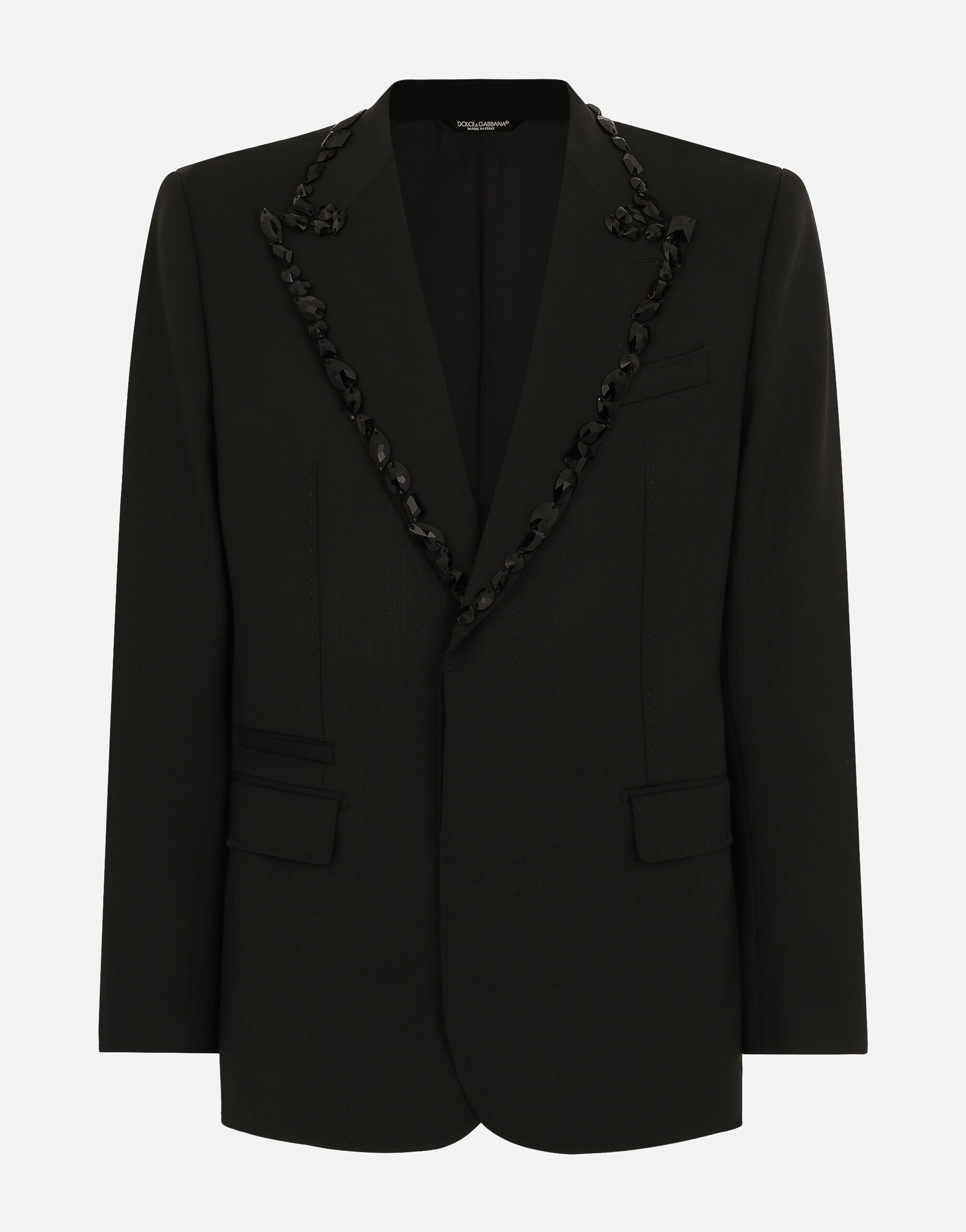 Sicilia single-breasted tuxedo jacket with rhinestones
