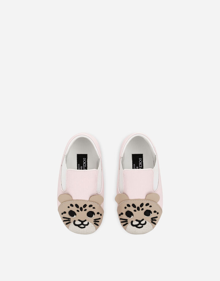 Dolce & Gabbana Low-Top-Sneakers aus Lammleder mit kleinem Leoparden Rosa DK0070AL289