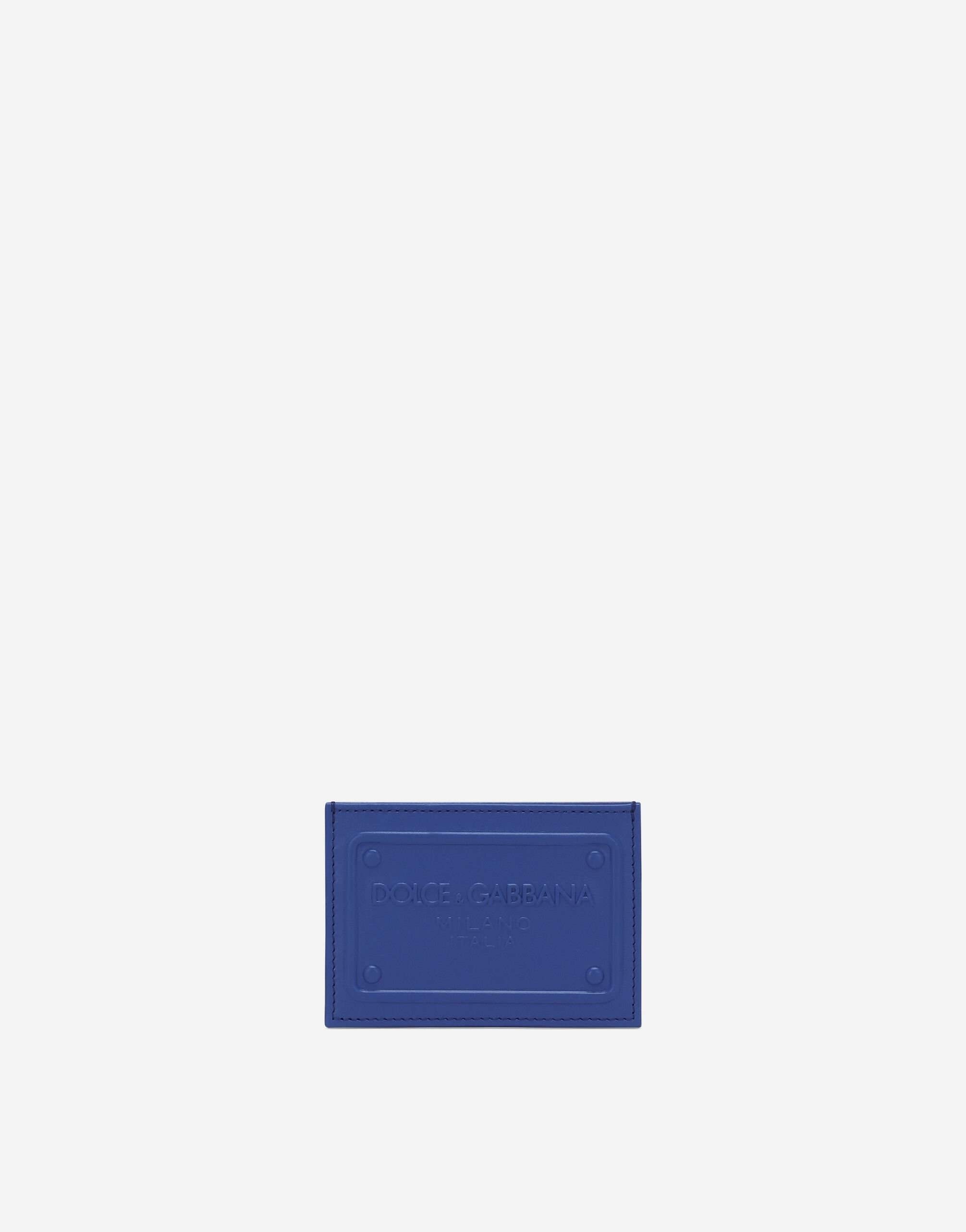 Dolce&Gabbana Calfskin card holder with raised logo White F8N08TFU7EQ