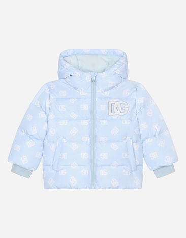 ${brand} Short nylon down jacket with all-over logo print and DG logo ${colorDescription} ${masterID}