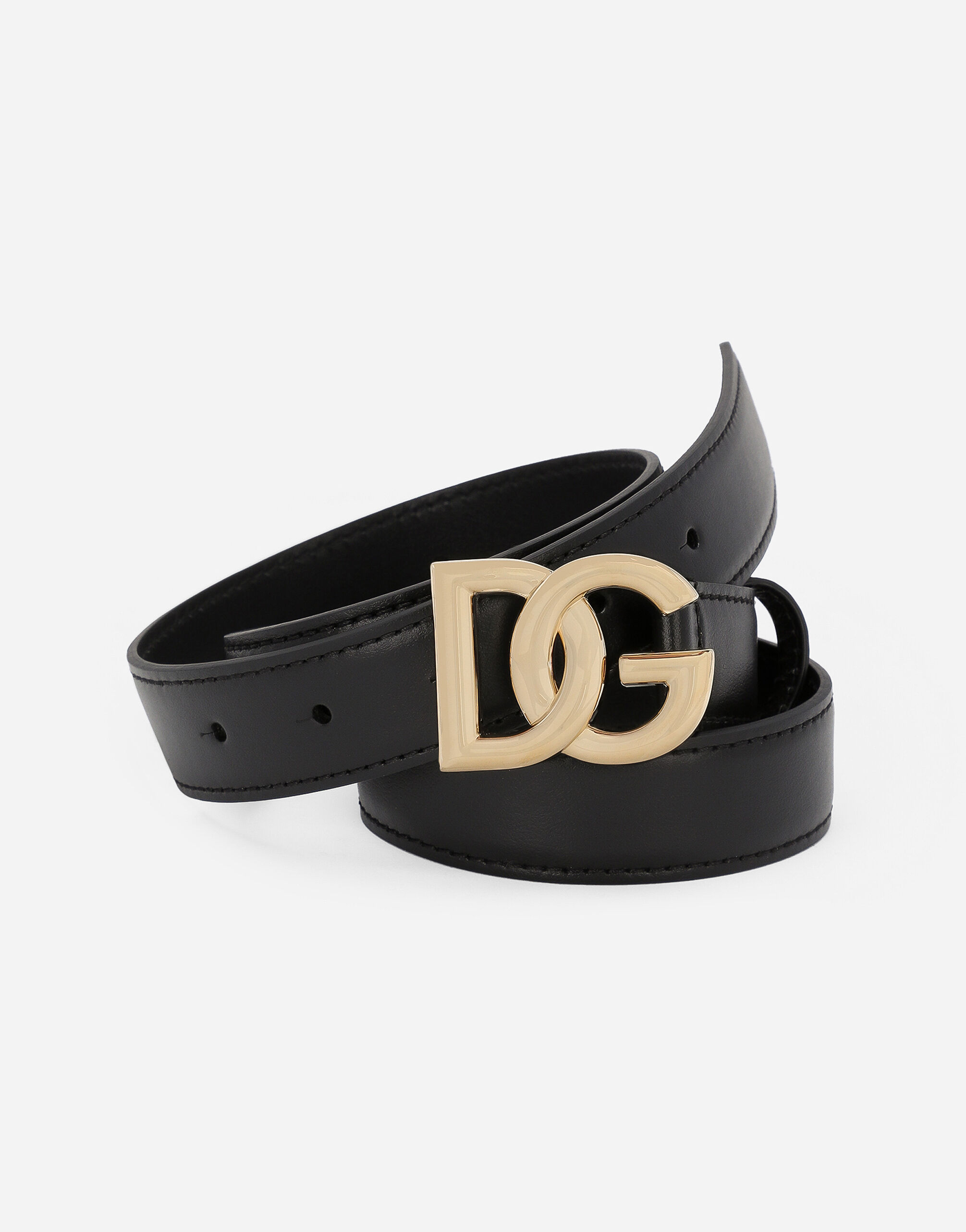 Calfskin belt with DG logo in Black for | Dolce&Gabbana® US