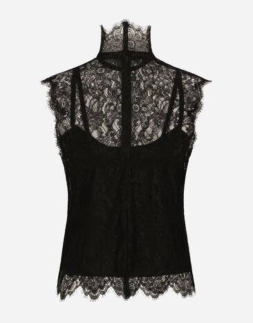 Dolce&Gabbana Sleeveless Chantilly lace top Black F79BRTHLM9K