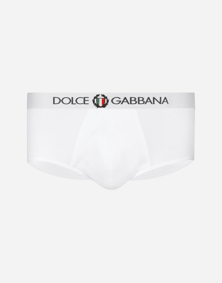 Dolce & Gabbana Slip Brando de punto bielástico con escudo Blanco M3C03JONN94