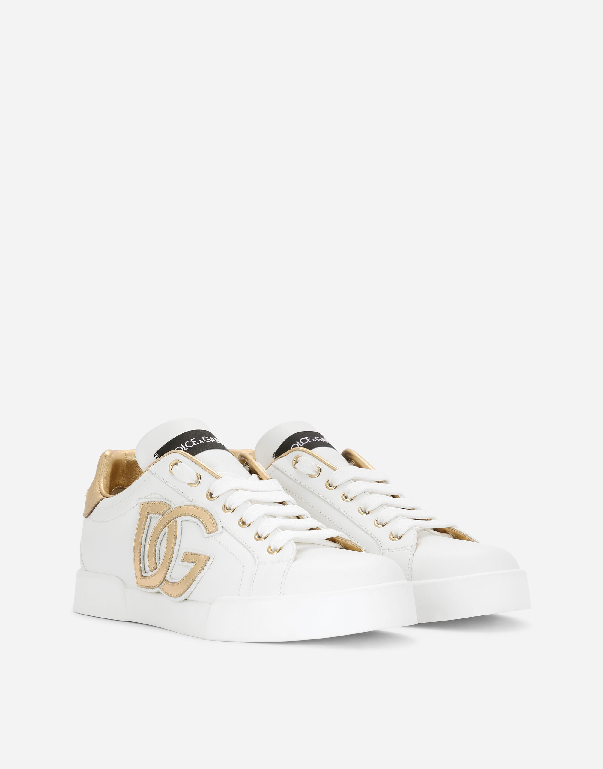 Dolce & Gabbana Calfskin Portofino sneakers with DG logo female White
