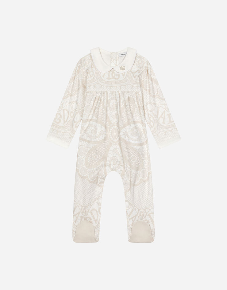 Dolce & Gabbana Set regalo 2 pezzi in interlock con stampa DG loves newborn Neutro L2JO2RII7EW