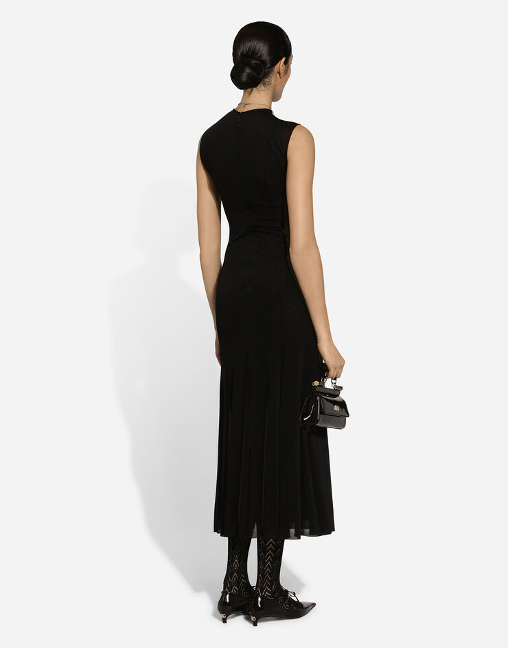 Dolce & Gabbana Vestido longuette en punto de viscosa ligero Negro F6DCFTHU7JI