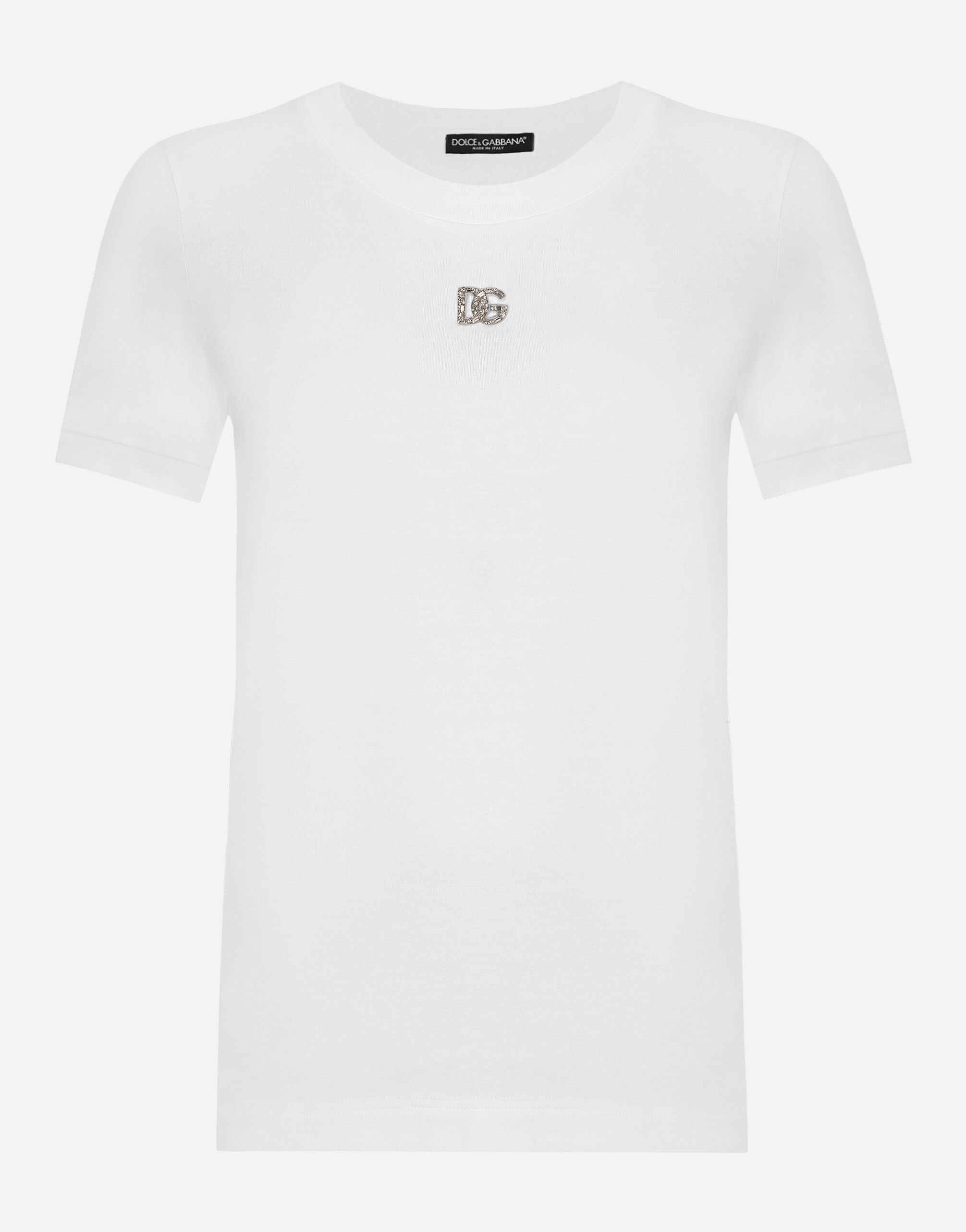 ${brand} Cotton T-shirt with Crystal DG logo ${colorDescription} ${masterID}