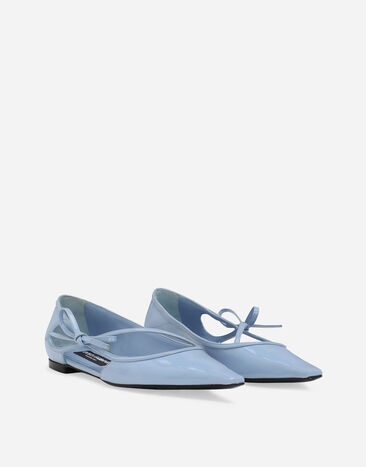 Dolce & Gabbana Polished calfskin ballet flats Light Blue CB0217A1037