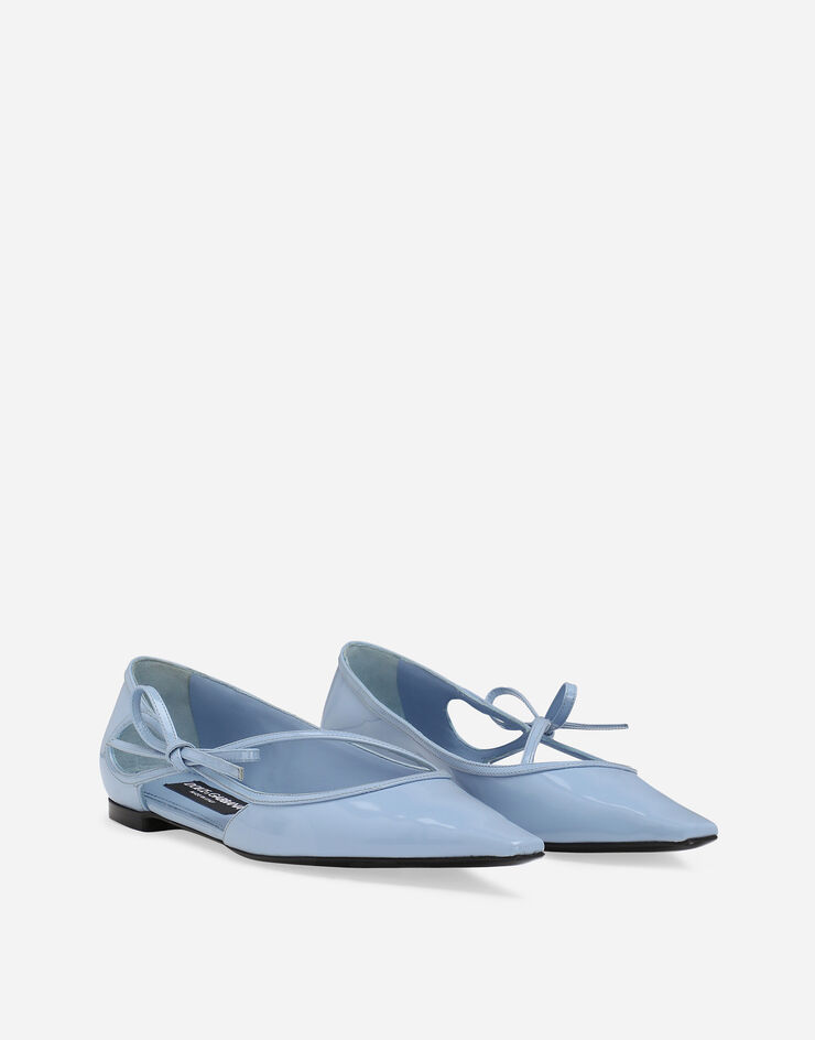 Dolce & Gabbana Ballerines en cuir de veau brillant Bleu Clair CB0217A1037