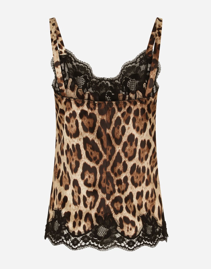 Leopard Print & Lace Camisole & Shorts Lingerie Set - Leopard