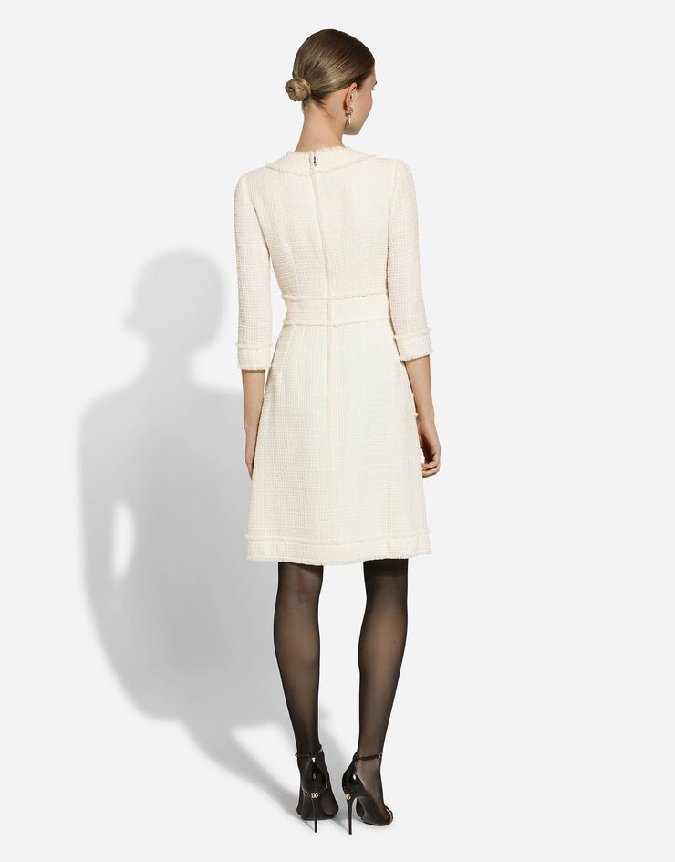 Dolce & Gabbana Raschel tweed A-line dress White F6ARXTGDCAW