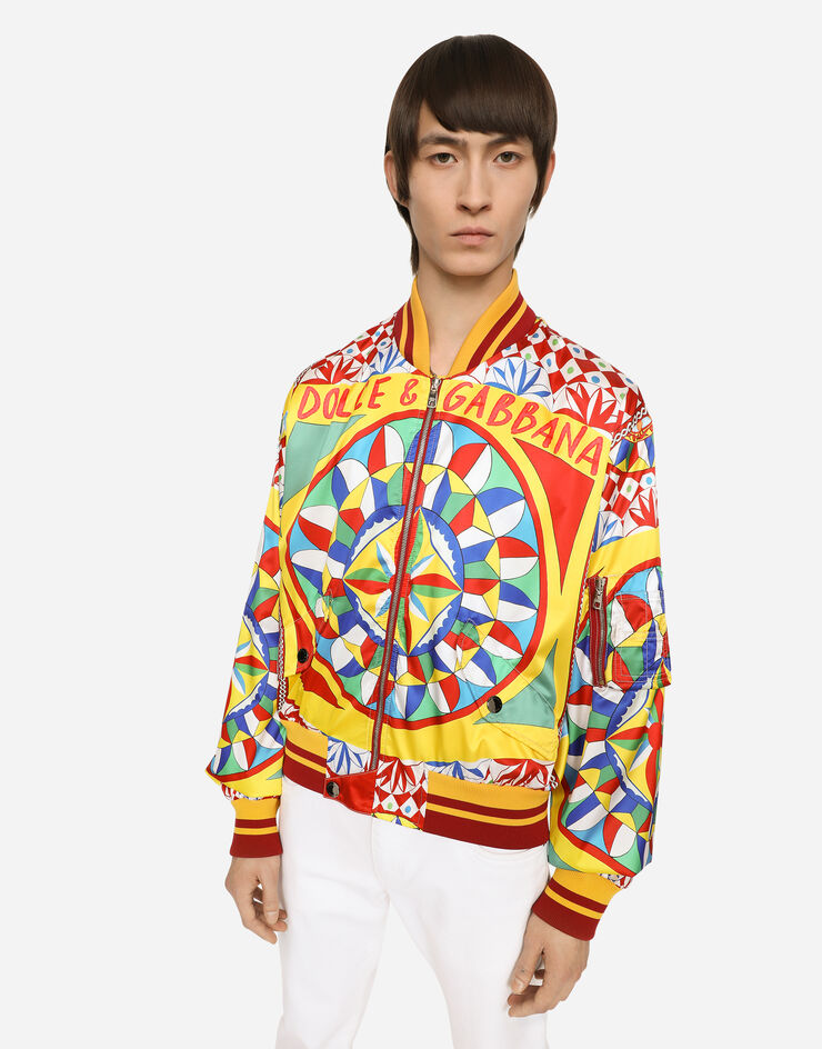 Carretto-print nylon jacket in Red for Dolce&Gabbana® US 