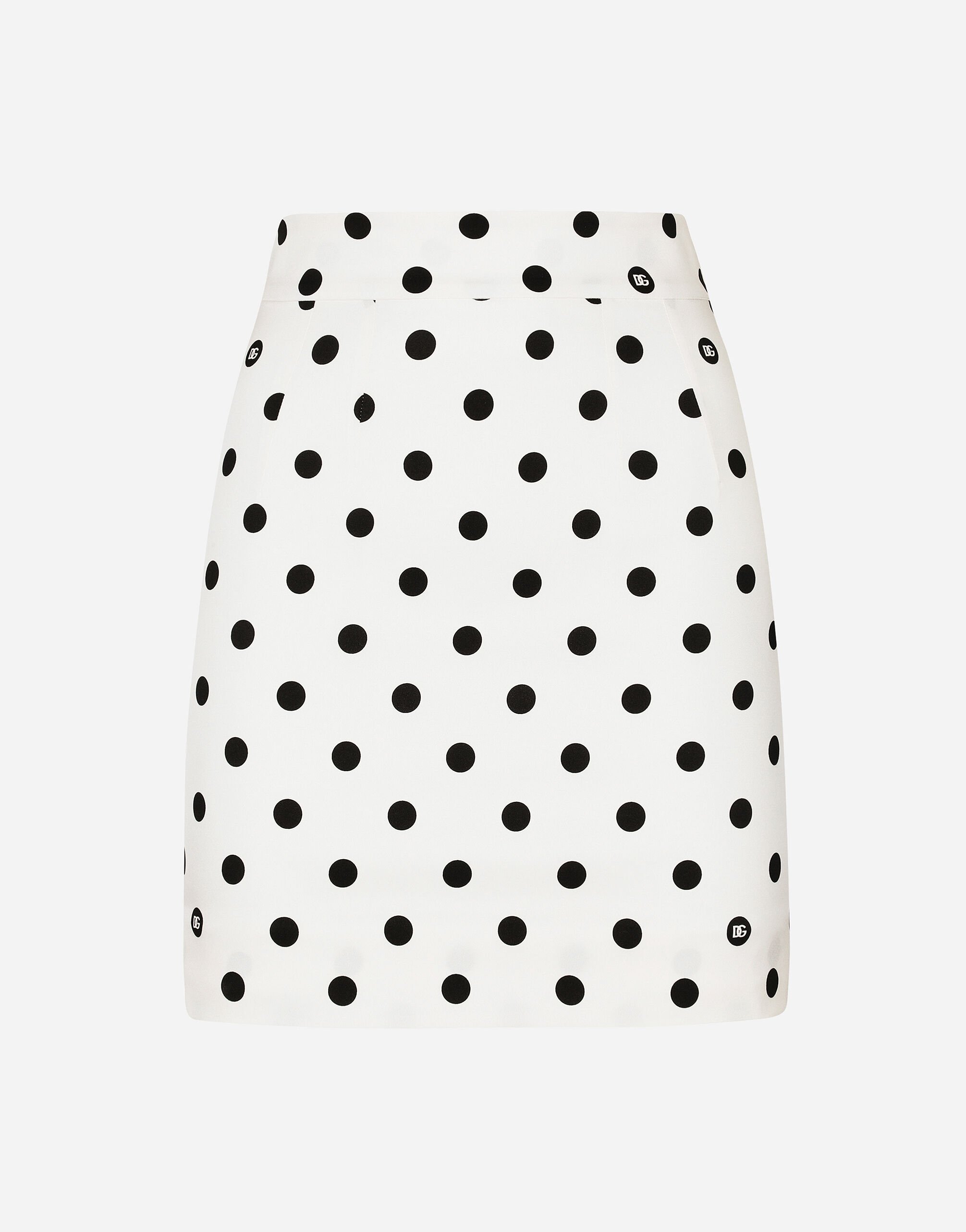 Dolce & Gabbana Short charmeuse skirt with polka-dot print White F4CVRZFG6AD