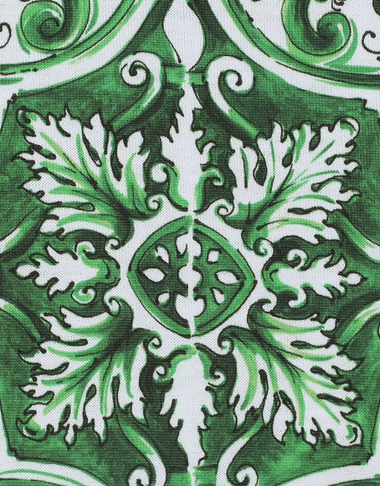 Dolce & Gabbana Футболка из джерси со сплошным зеленым принтом майолики Отпечатки L1JTEYII7ED