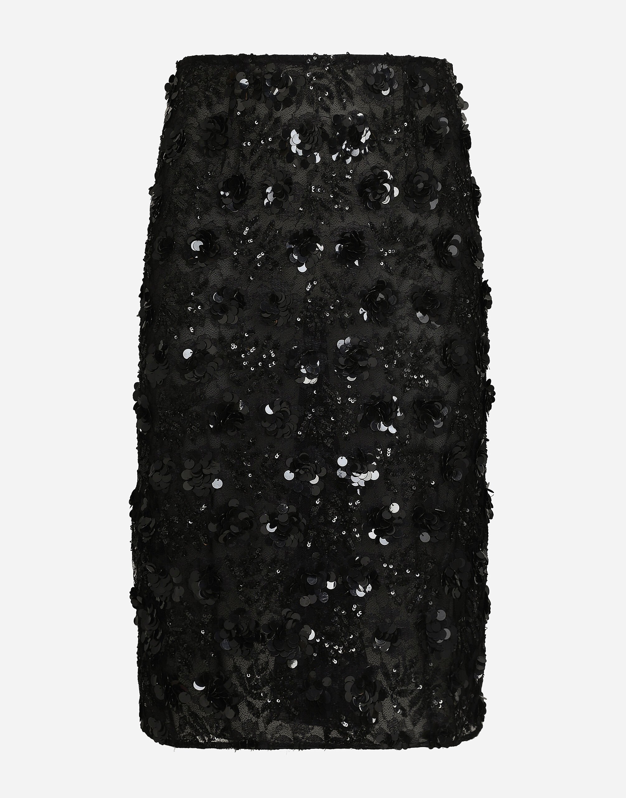 ${brand} Lace calf-length skirt with all-over sequins ${colorDescription} ${masterID}