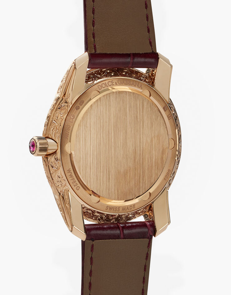 Dolce & Gabbana DG7 Gattopardo watch in red gold with pink mother of pearl and rubies БОРДОВЫЙ WWFE2GXGFRA