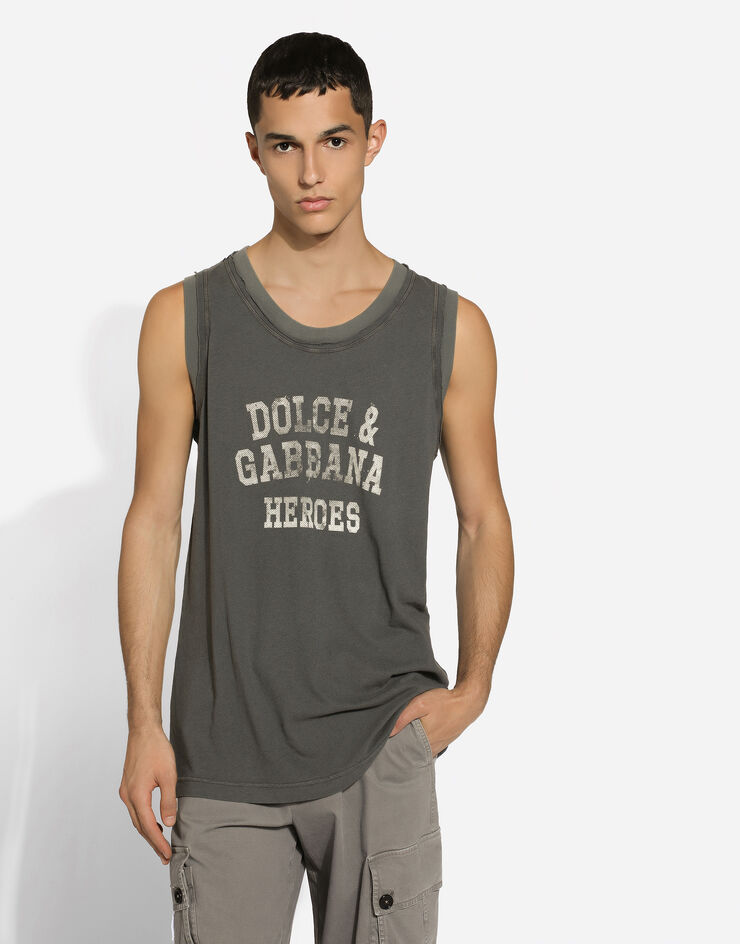 Dolce & Gabbana Camiseta sin mangas oversize con logotipo Dolce&Gabbana Multicolor G8RY7TG7NTB