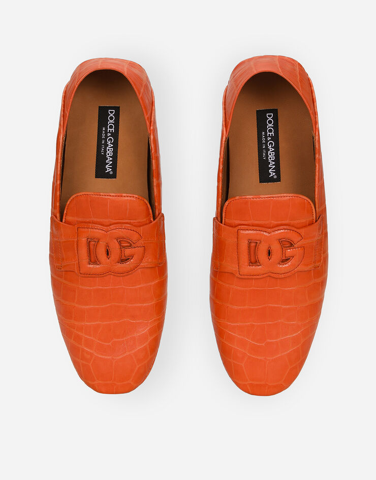 Dolce & Gabbana 鳄鱼纹印花小牛皮驾车鞋 橘 A50583AS422
