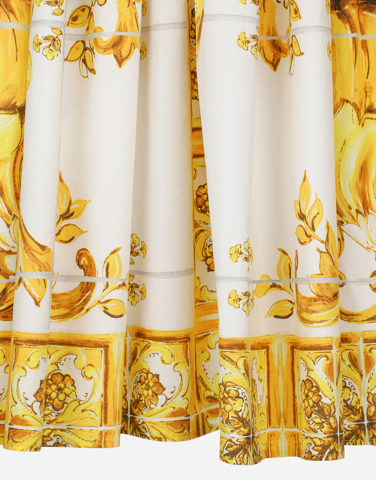 Dolce & Gabbana Robe bustier midi en popeline de coton à imprimé majoliques Imprimé F6ADLTHH5A0