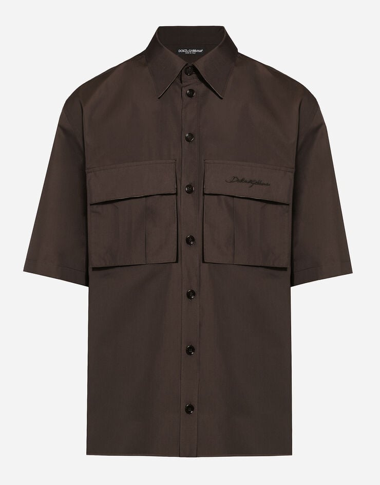 Dolce & Gabbana Рубашка Hawaii из поплина с карманами коричневый G5LX2ZFU5SW