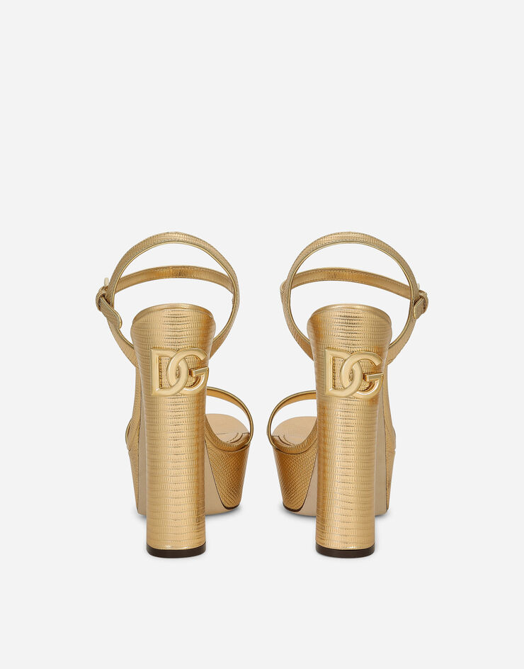 Dolce&Gabbana Sandalia de plataforma en piel de becerro revestida Dorado CR1340A7067