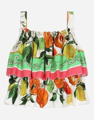 Dolce & Gabbana 柠檬橙子印花珠地上衣 版画 L54S05G7KXP