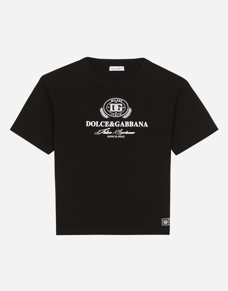 Dolce & Gabbana Jersey T-shirt with Dolce&Gabbana logo Black L4JTHVG7NVW