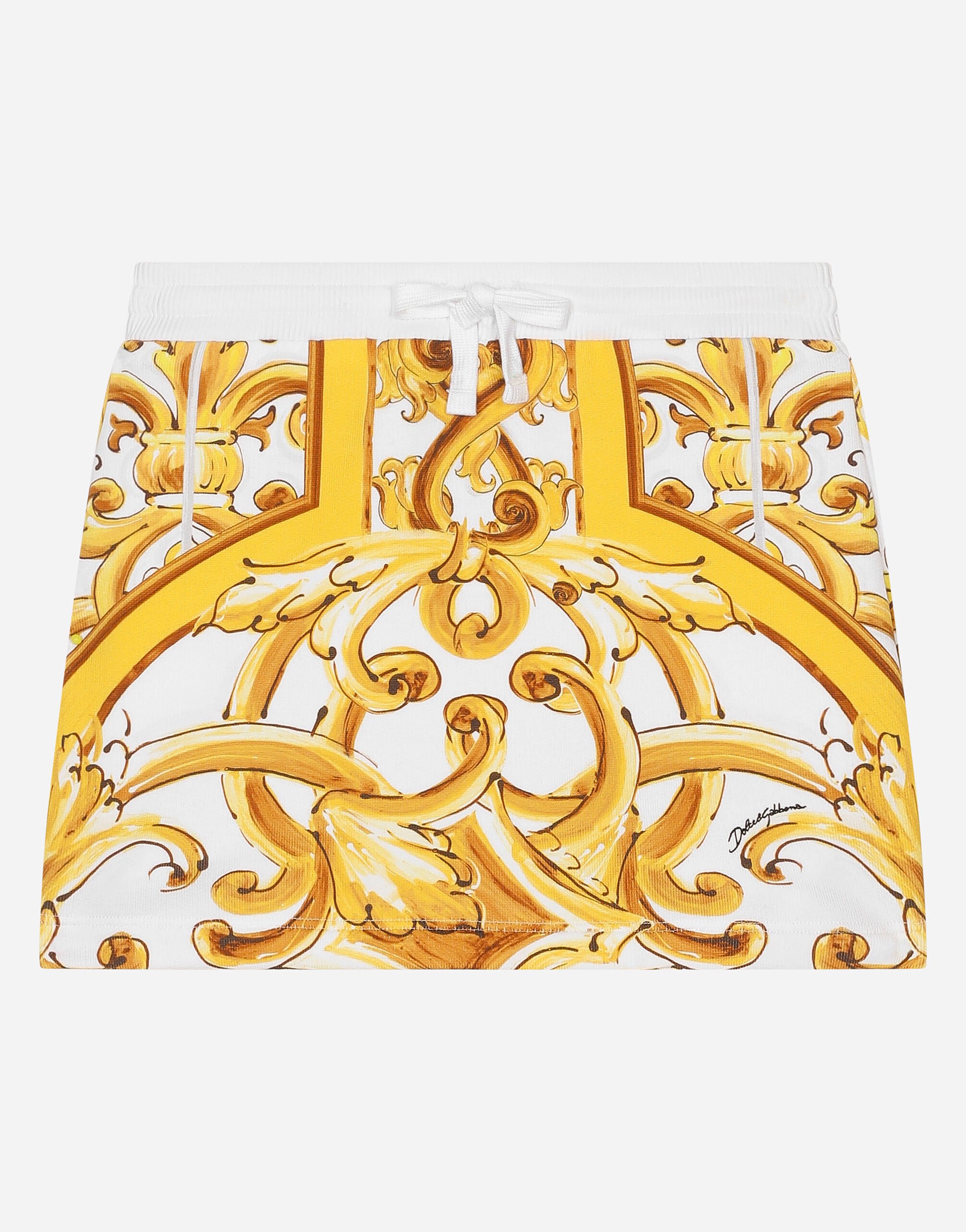 Dolce & Gabbana Jersey skirt with yellow majolica print Multicolor DA5181AN571